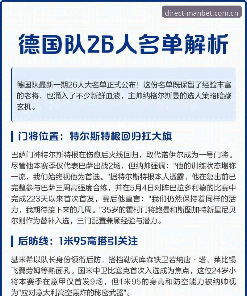 德国队26人名单的3大看点：诺伊尔回归创纪录，18岁小将入围成惊喜